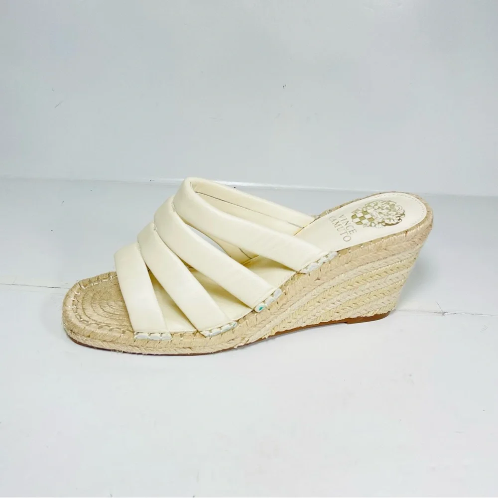Vince Camuto Molisana Espadrilles Wedge Sandals Womens Size 9M Cream‎ Leather